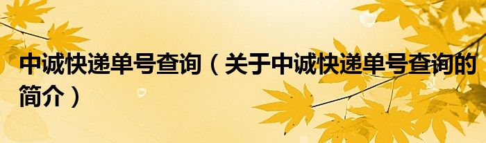 中誠快遞單號(hào)查詢（關(guān)于中誠快遞單號(hào)查詢的簡介）