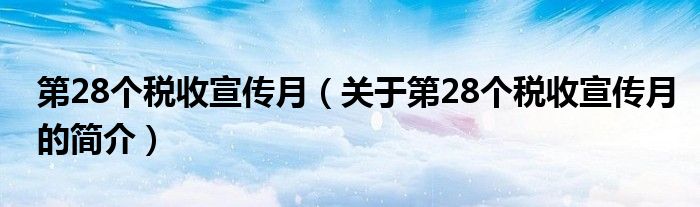 第28個稅收宣傳月（關(guān)于第28個稅收宣傳月的簡介）