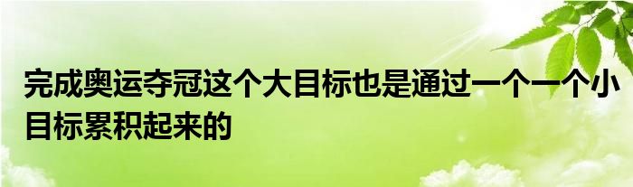 完成奧運(yùn)奪冠這個大目標(biāo)也是通過一個一個小目標(biāo)累積起來的