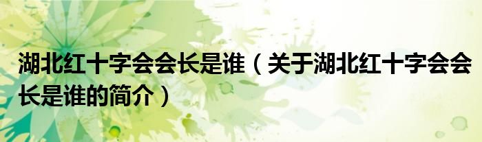 湖北紅十字會(huì)會(huì)長(zhǎng)是誰(shuí)（關(guān)于湖北紅十字會(huì)會(huì)長(zhǎng)是誰(shuí)的簡(jiǎn)介）