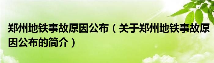 鄭州地鐵事故原因公布（關(guān)于鄭州地鐵事故原因公布的簡(jiǎn)介）