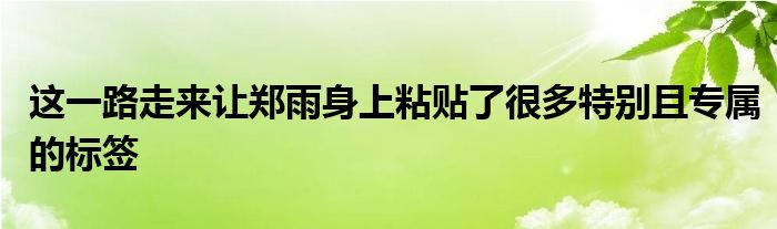 這一路走來(lái)讓鄭雨身上粘貼了很多特別且專屬的標(biāo)簽