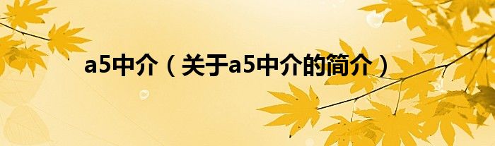 a5中介（關(guān)于a5中介的簡(jiǎn)介）