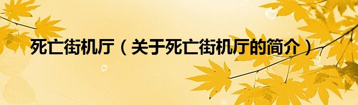 死亡街機廳（關(guān)于死亡街機廳的簡介）