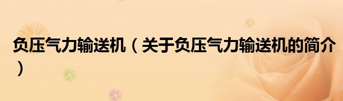 負(fù)壓氣力輸送機(jī)（關(guān)于負(fù)壓氣力輸送機(jī)的簡介）