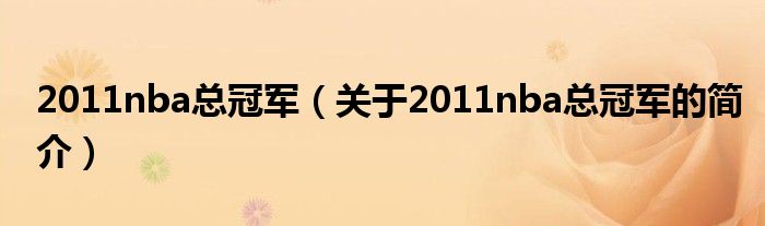 2011nba總冠軍（關(guān)于2011nba總冠軍的簡介）