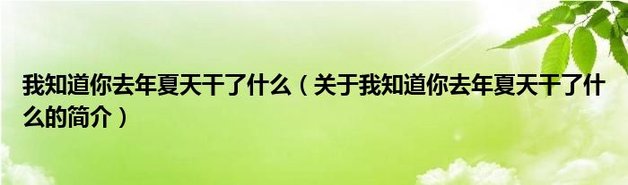 我知道你去年夏天干了什么（關(guān)于我知道你去年夏天干了什么的簡介）