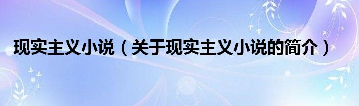 現(xiàn)實主義小說（關(guān)于現(xiàn)實主義小說的簡介）