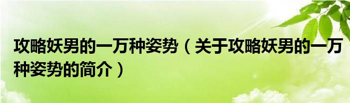 攻略妖男的一萬種姿勢（關(guān)于攻略妖男的一萬種姿勢的簡介）