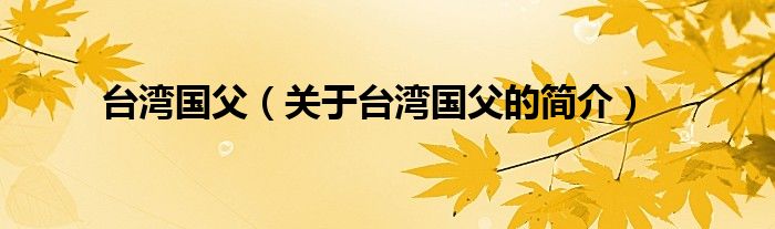 臺(tái)灣國(guó)父（關(guān)于臺(tái)灣國(guó)父的簡(jiǎn)介）