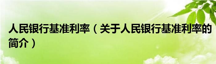 人民銀行基準(zhǔn)利率（關(guān)于人民銀行基準(zhǔn)利率的簡介）