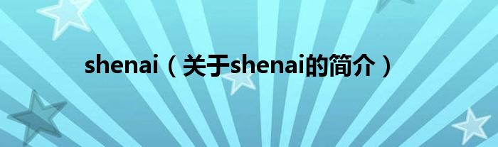 shenai（關(guān)于shenai的簡(jiǎn)介）