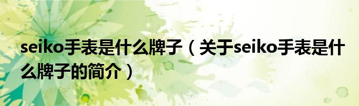 seiko手表是什么牌子（關(guān)于seiko手表是什么牌子的簡(jiǎn)介）