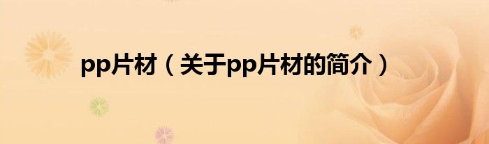 pp片材（關(guān)于pp片材的簡(jiǎn)介）