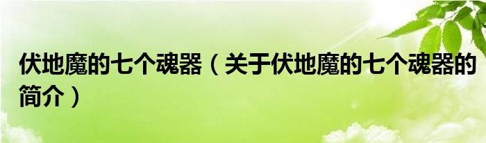 伏地魔的七個魂器（關(guān)于伏地魔的七個魂器的簡介）