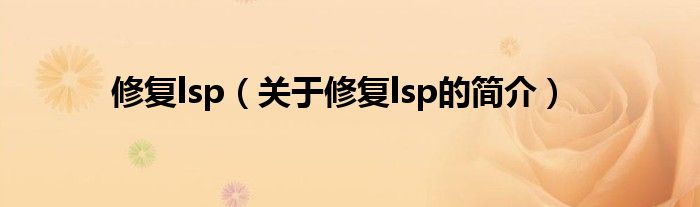 修復lsp（關于修復lsp的簡介）