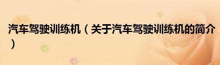 汽車駕駛訓(xùn)練機(jī)（關(guān)于汽車駕駛訓(xùn)練機(jī)的簡(jiǎn)介）