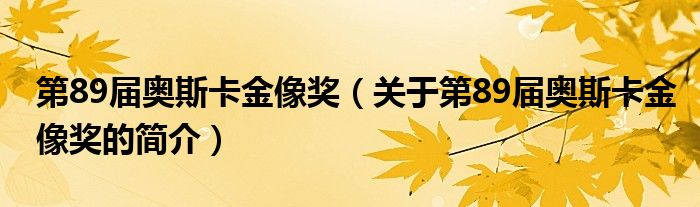 第89屆奧斯卡金像獎(jiǎng)（關(guān)于第89屆奧斯卡金像獎(jiǎng)的簡介）