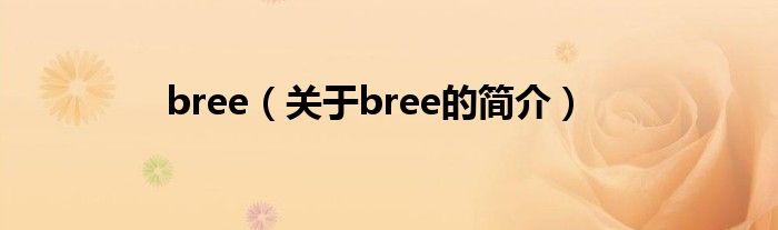 bree（關(guān)于bree的簡(jiǎn)介）