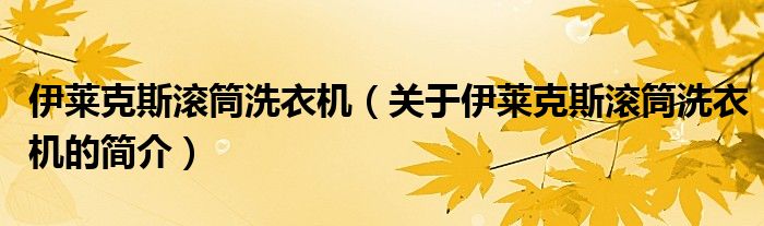 伊萊克斯?jié)L筒洗衣機(jī)（關(guān)于伊萊克斯?jié)L筒洗衣機(jī)的簡(jiǎn)介）