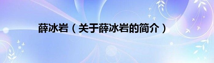 薛冰巖（關(guān)于薛冰巖的簡介）