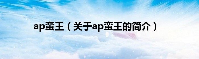 ap蠻王（關(guān)于ap蠻王的簡(jiǎn)介）