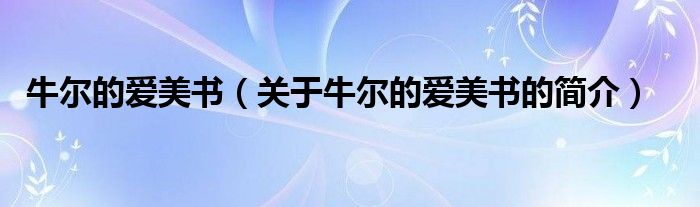 牛爾的愛美書（關(guān)于牛爾的愛美書的簡介）