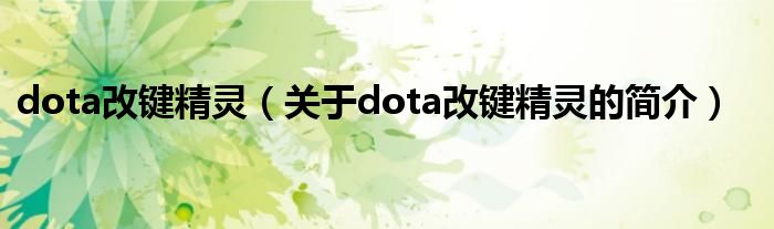 dota改鍵精靈（關(guān)于dota改鍵精靈的簡介）