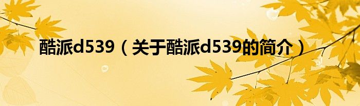 酷派d539（關(guān)于酷派d539的簡(jiǎn)介）