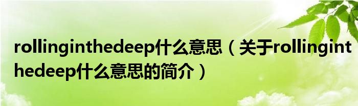 rollinginthedeep什么意思（關(guān)于rollinginthedeep什么意思的簡介）