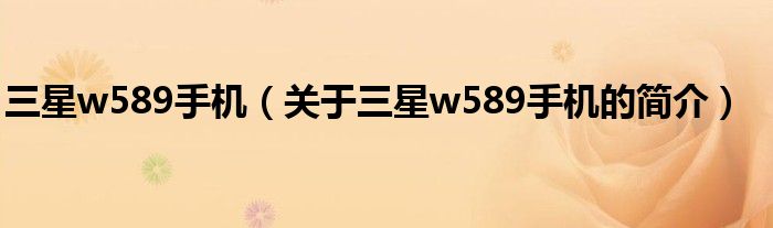 三星w589手機(jī)（關(guān)于三星w589手機(jī)的簡介）