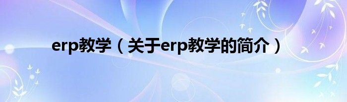 erp教學(xué)（關(guān)于erp教學(xué)的簡介）