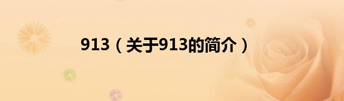 913（關(guān)于913的簡(jiǎn)介）