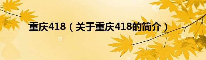 重慶418（關(guān)于重慶418的簡(jiǎn)介）