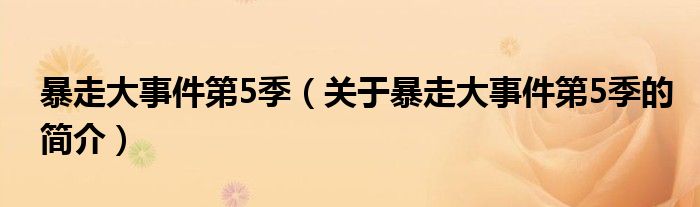 暴走大事件第5季（關(guān)于暴走大事件第5季的簡介）