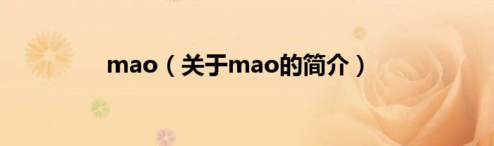 mao（關(guān)于mao的簡介）