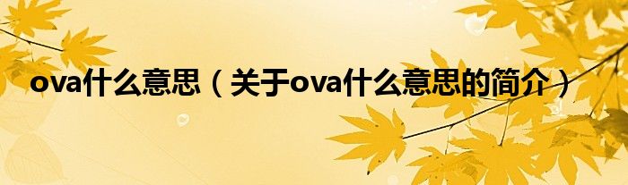 ova什么意思（關(guān)于ova什么意思的簡介）