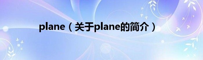 plane（關(guān)于plane的簡(jiǎn)介）