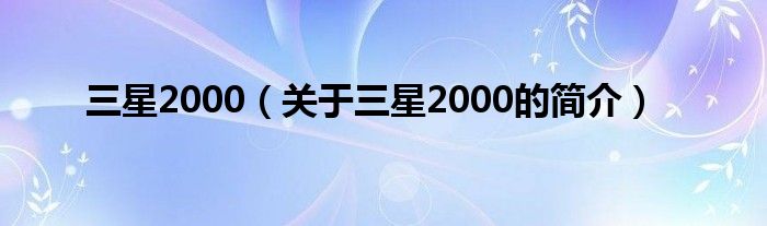 三星2000（關(guān)于三星2000的簡(jiǎn)介）