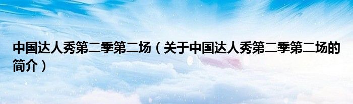 中國達人秀第二季第二場（關(guān)于中國達人秀第二季第二場的簡介）