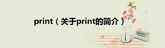 print（關于print的簡介）