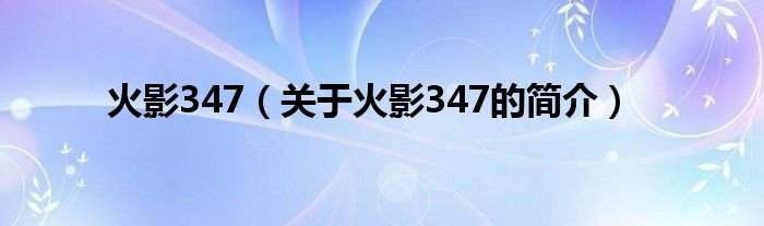 火影347（關于火影347的簡介）