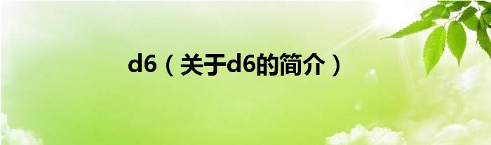 d6（關(guān)于d6的簡介）