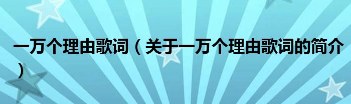 一萬個理由歌詞（關(guān)于一萬個理由歌詞的簡介）