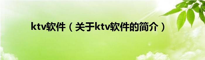 ktv軟件（關于ktv軟件的簡介）