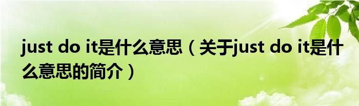 just do it是什么意思（關(guān)于just do it是什么意思的簡(jiǎn)介）