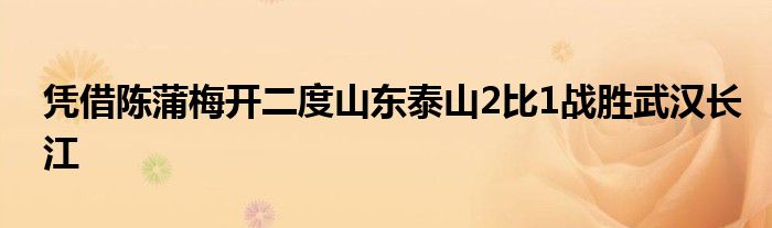 憑借陳蒲梅開二度山東泰山2比1戰(zhàn)勝武漢長(zhǎng)江