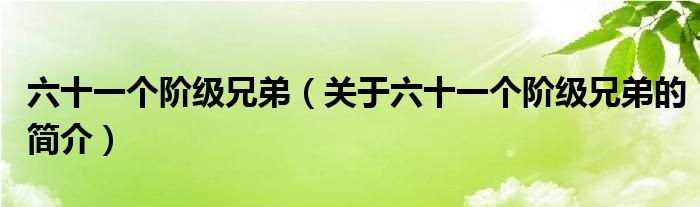 六十一個(gè)階級(jí)兄弟（關(guān)于六十一個(gè)階級(jí)兄弟的簡(jiǎn)介）