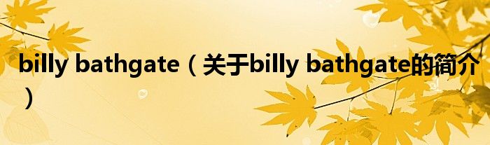 billy bathgate（關(guān)于billy bathgate的簡(jiǎn)介）