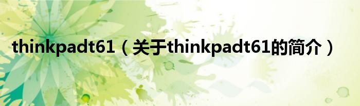 thinkpadt61（關(guān)于thinkpadt61的簡介）